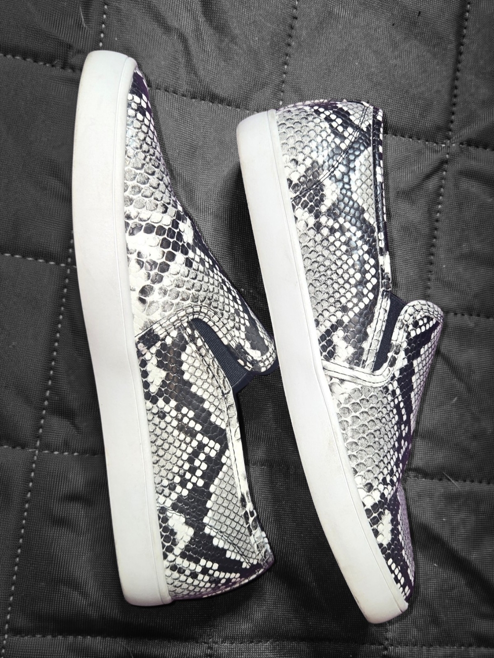 Mix No. 6 Women's Snake-Print Slip-On Sneakers - Black White - Picture 4 of 7